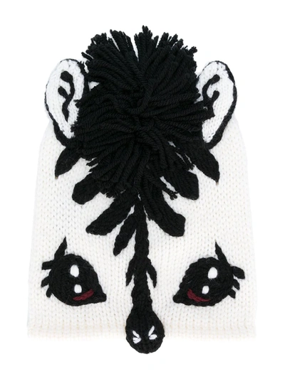 Dolce & Gabbana Kids' Animal Face Beanie In Ivory