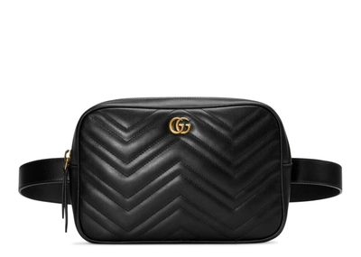 Pre-owned Gucci  Gg Marmont Belt Bag Matelasse Black