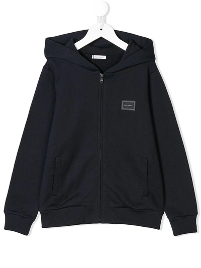 Dolce & Gabbana Kids' Full-zipped Hoodie In Blue