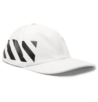 Pre-owned Off-white Striped Diag Baseball Hat White/black