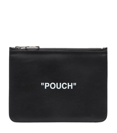 Pre-owned Off-white  Quote Pouch Leather Black White