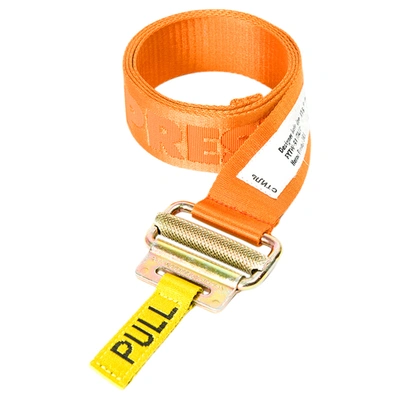 Pre-owned Heron Preston Jacquard Tape Belt (ss19) Orange/orange