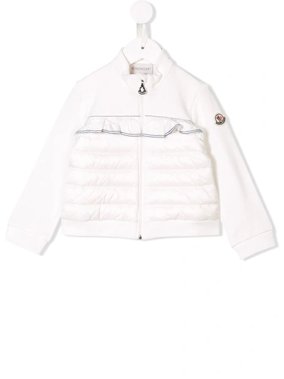 Moncler Babies' Frill Trim Padded Track Jacket In White