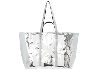 Pre-owned Off-white  Arrows Tote Bag Silver White