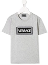Young Versace Kids' Logo Patch T-shirt In Grey