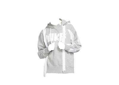 Pre owned Nike X Sacai Double Zip Hoodie Dark Grey Heather white