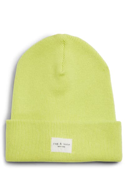 Rag Bone Addison Fine Knit Beanie In Lime Green Modesens