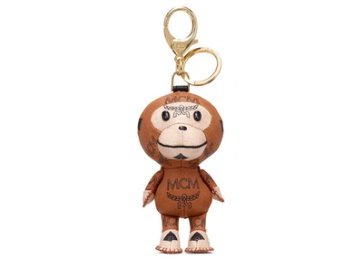 Pre-owned Mcm  X Bape Baby Milo Charm Visetos Cognac