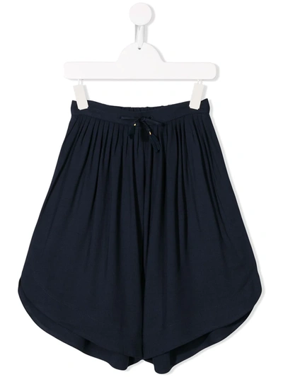 Chloé Kids' Oversized Drawstring Shorts In Blue