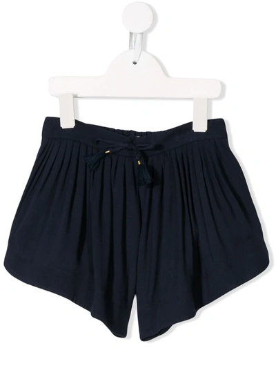 Chloé Kids' Pleated Shorts In Blue