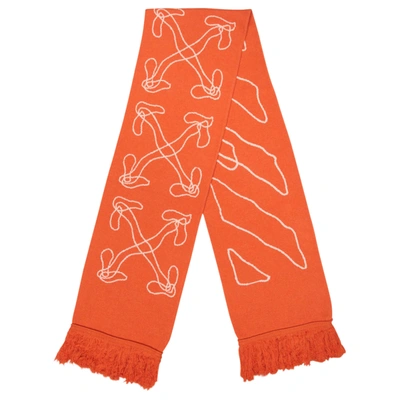 Pre-owned Off-white Abstract Arrow Scarf Orange/white