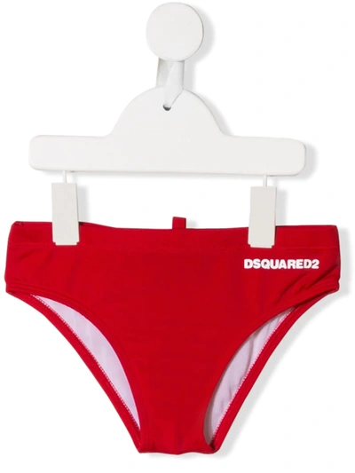 Dsquared2 Kids' Icon Swimming Trunks In Red