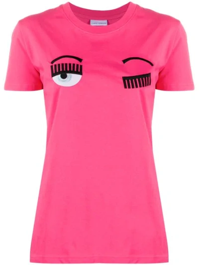 Chiara Ferragni Embroidered Logo T-shirt In Pink