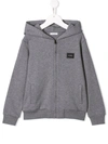 Dolce & Gabbana Kids' Full-zipped Hoodie In Grey