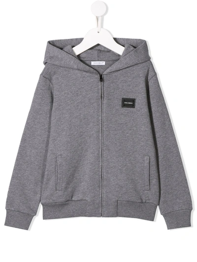 Dolce & Gabbana Kids' Full-zipped Hoodie In Grey