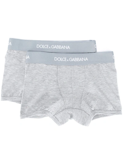 Dolce & Gabbana Kids' Logo Boxer Briefs In Grey