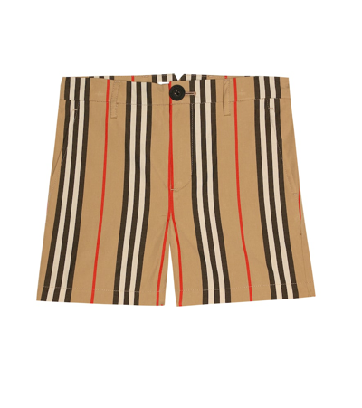 Burberry Teen Icon Stripe Cotton Chino Shorts In Beige