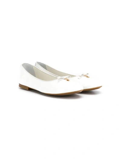 Dolce & Gabbana Kids' Bow-detail Ballerina Shoes In White