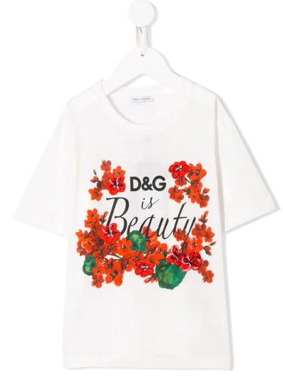 Dolce & Gabbana Kids' 'd&g Is Beauty' T-shirt In White