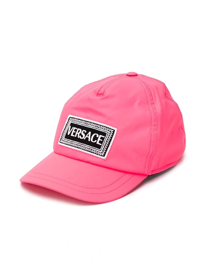Young Versace Kids' Logo Patch Cap In Pink