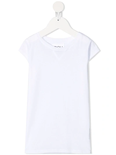 Douuod Teen Cap-sleeve Cotton T-shirt In Bianco