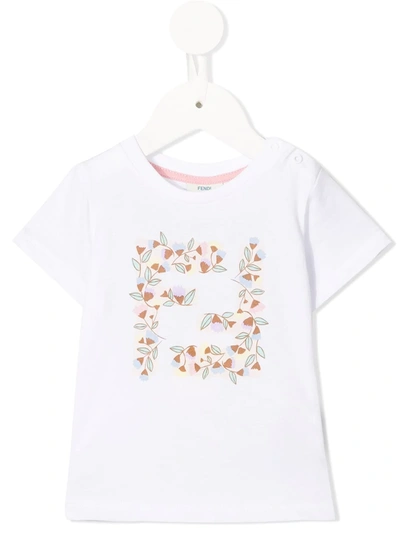 Fendi Babies' Ff Flower T-shirt In White