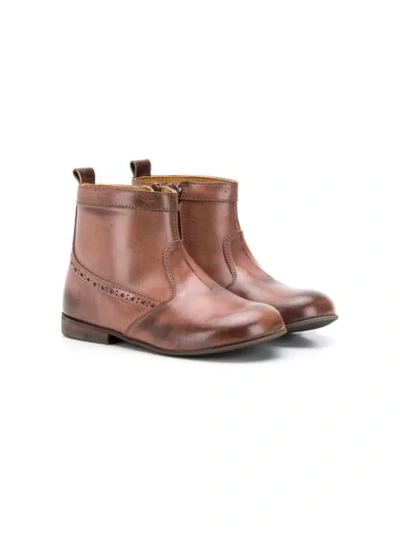 Pèpè Kids' Zip-up Ankle Boots In Brown