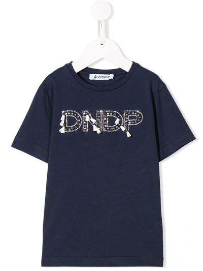 Dondup Kids' Embellished Logo T-shirt In Blue