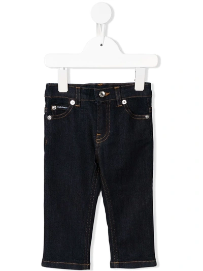 Dolce & Gabbana Babies' Embroidered Patch Jeans In Blue