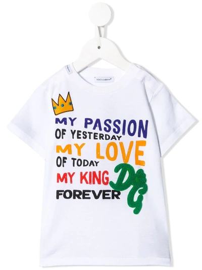 Dolce & Gabbana Babies' Dg King Print T-shirt In White