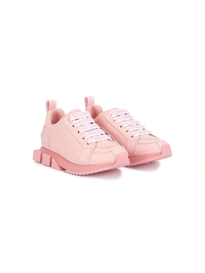 Dolce & Gabbana Kids' Lace-up Sneakers In Pink