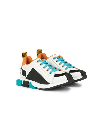 Dolce & Gabbana Kids' Colour-block Sneakers In White