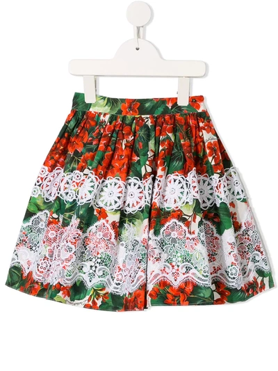 Dolce & Gabbana Kids' Floral Print Skirt In Multicolour