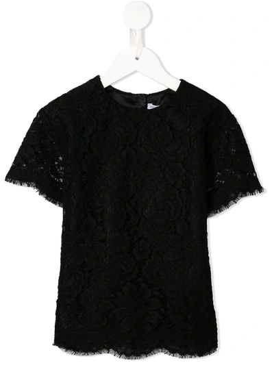Dolce & Gabbana Kids' Heavy Lace Blouse In Black