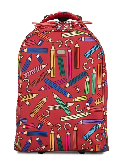 Dolce & Gabbana Teen Pencil Print Suitcase In Red