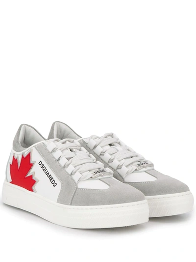 Dsquared2 Kids' Maple Leaf Sneakers In White
