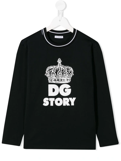 Dolce & Gabbana Kids' Dg Story Sweatshirt In Blue