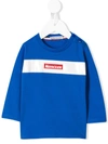 Moncler Babies' Logo Patch T-shirt In Blue