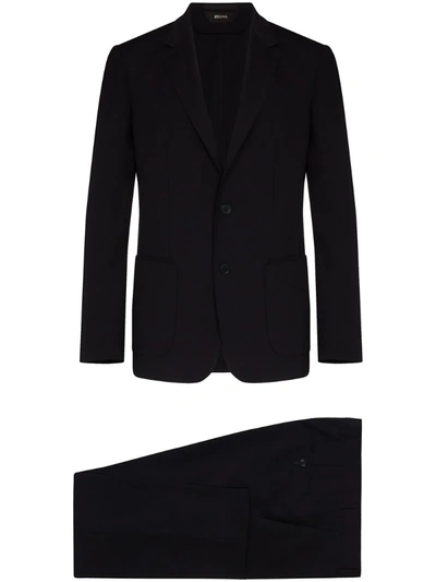 Z Zegna Wash And Go Two-piece Wool Suit In Blue