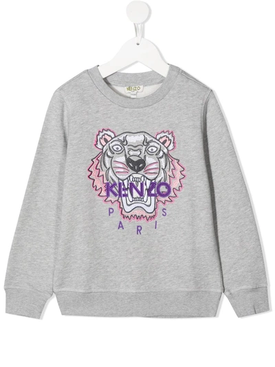 Kenzo Kids' Little Girl's & Girl's Tiger Logo Sweater In Grey