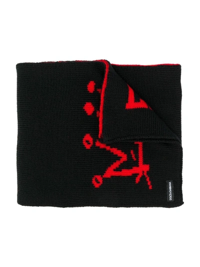 Dolce & Gabbana Kids' Graphic Scarf In Black