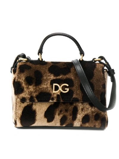 Dolce & Gabbana Kids' Leopard Print Shoulder Bag In Brown