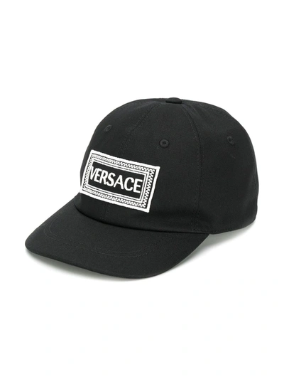 Young Versace Teen Logo Embroidered Cap In Black