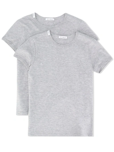 Dolce & Gabbana Kids' Basic Short Sleeve T-shirt Set Of Two In Grey