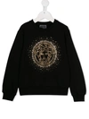 Young Versace Kids' Crystal Embellished Sweatshirt In Black