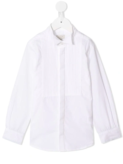 Paul Smith Junior Kids' Pleated Front Bib Shirt In White