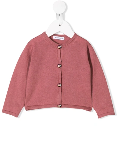 Dolce & Gabbana Babies' Long Sleeve Cardigan In Pink