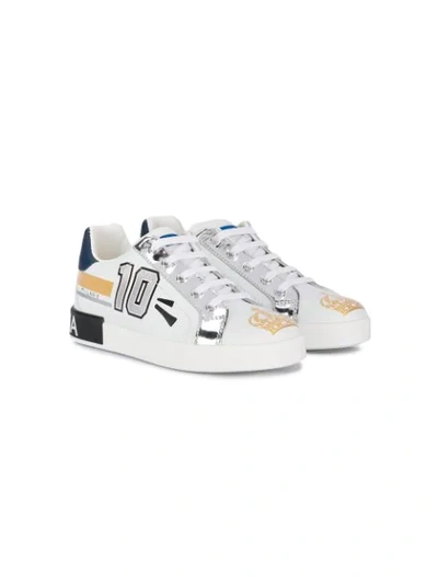 Dolce & Gabbana Kids' Crown Sneakers In White