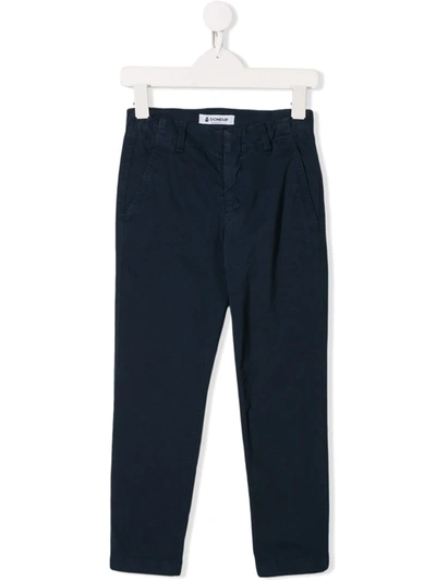 Dondup Kids' Mid-rise Straight Chinos In Blue