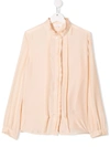 Chloé Teen Pleated Trim Blouse In Pink